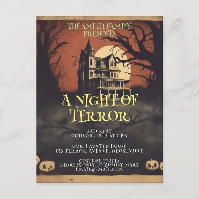 Horror Movie Poster Halloween Party Invitation (Devant)