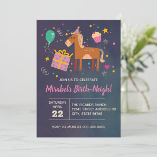 Horse Anniversaire Naissance Neigh Invitation à to