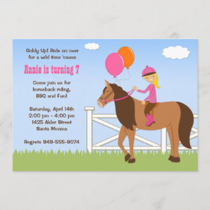 Horse Back Riding Invitation de fête d'anniversair