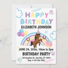 Horse Birthday Party Invitation White