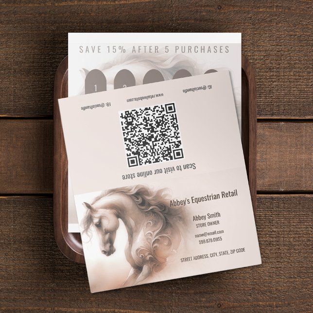 Horse Business QR Code Plaqué Cartes de Fidélité (Horse Business QR Code Folded Loyalty Cards)