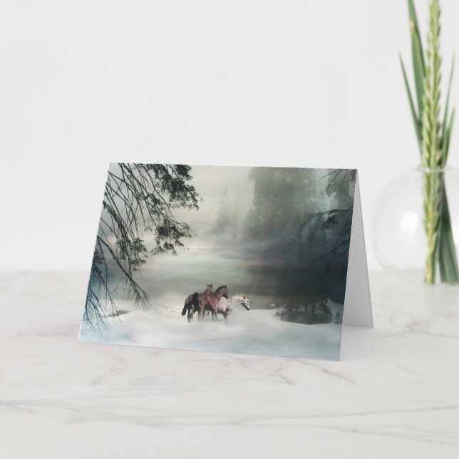 Horse Cartes de Noël, Cheval dans la neige (Devant)