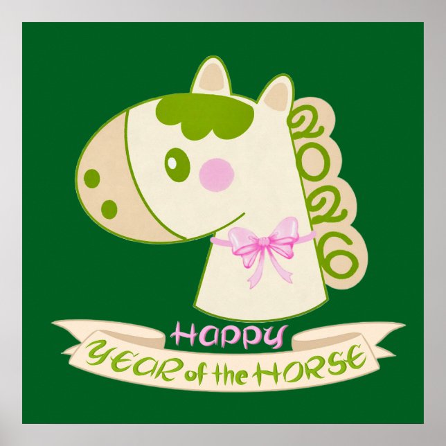 Horse Chinese New Year 2026 Cute Lucky Poster (Devant)