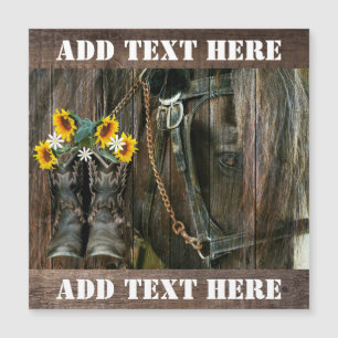 Horse Cowboy Boots Sunflowers Rustic Barque