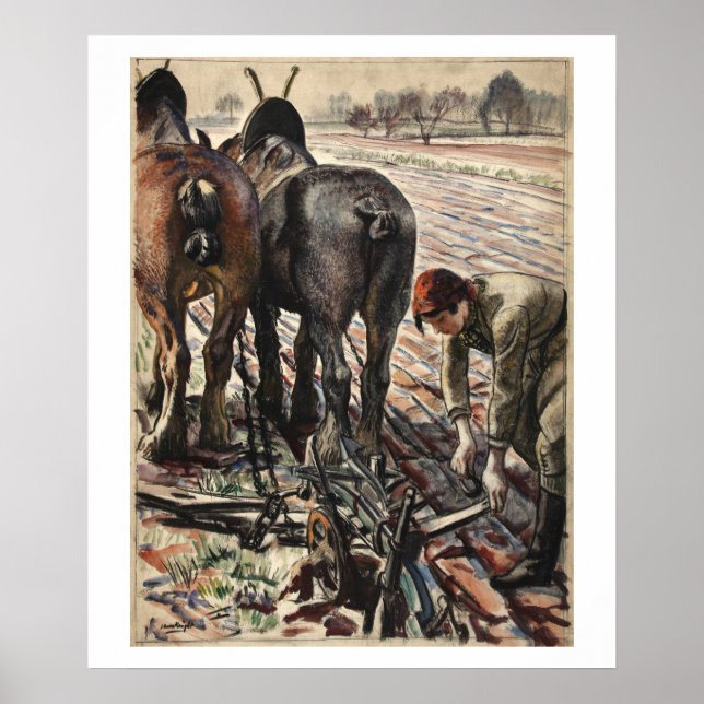 Horse-drawn plough, land_Propaganda Poster (Devant)
