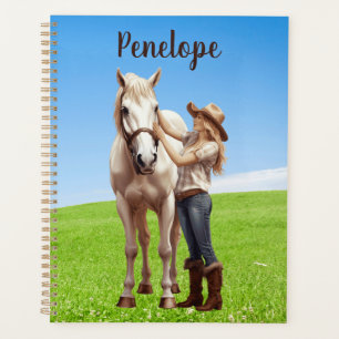 Horse Girl Horseback équitation Meadow Personnalis
