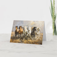 Horse Herd Galloping Mustang Peinture Blanc