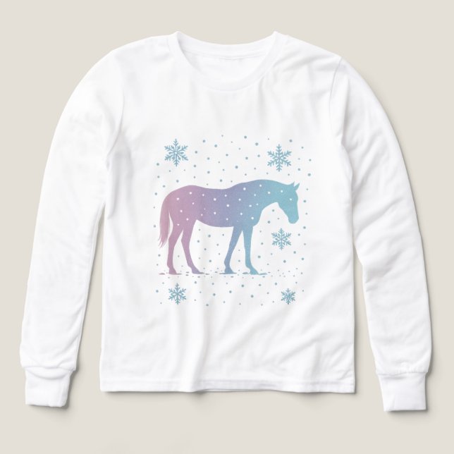 Horse Long Sleeve Shirt Girls– Winter Horse  (Motif recto)