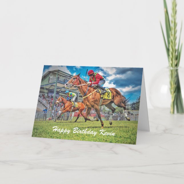 Horse Racing carte d'anniversaire personnalisée (Devant)