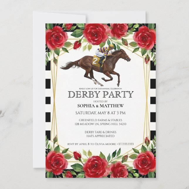 Horse Racing Derby Party Invitation Art (Devant)