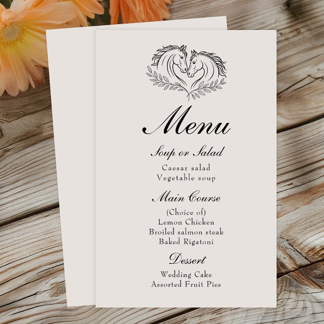 Horse Rustic Farm Pays Western Mariage Menu (Créateur téléchargé)