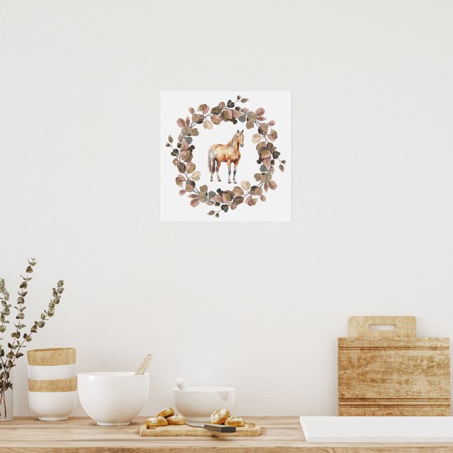 Horse Wreath Poster Print Wall Decor (Cuisine)