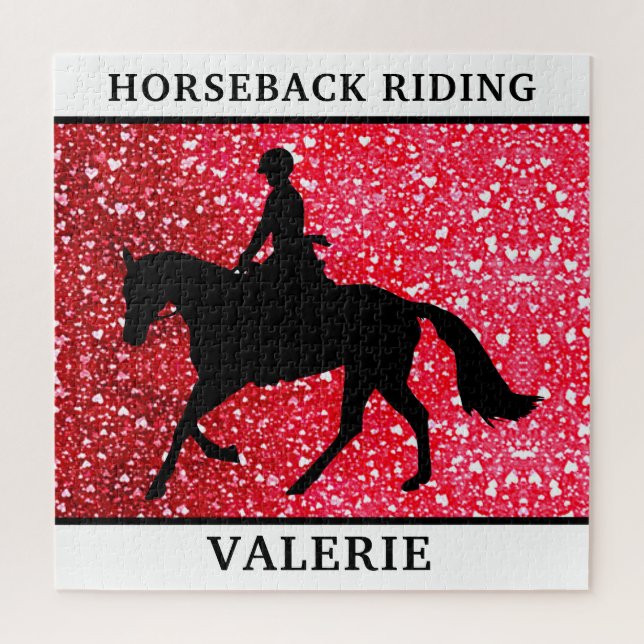 Horseback Horse & Rider Hearts Puzzle (Vertical)