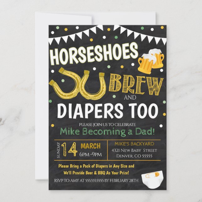 Horsehos et Baby shower de la bière Invitation (Devant)