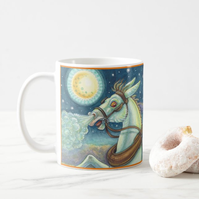 HORSEMAN SCARECROW SUR MULE, HALLOWEEN MUG (Avec donut)