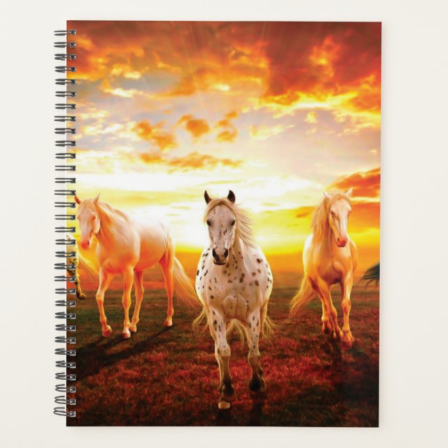 Horses at sunset throw pillow (Devant)