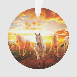 Horses at sunset throw pillow