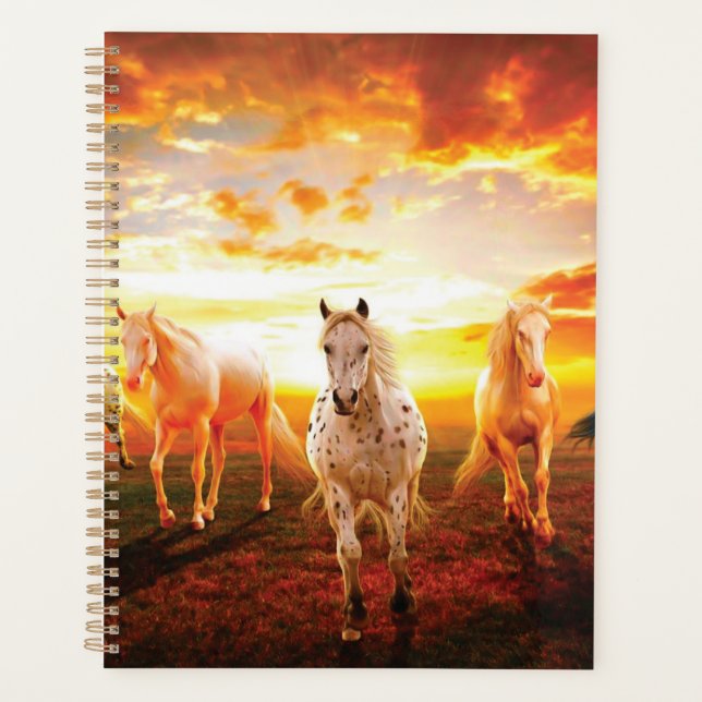 Horses at sunset throw pillow (Devant)