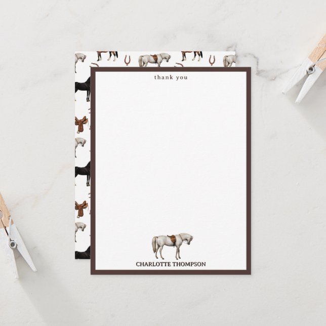 Horses Watercolor Horseshoe Horse Saddles Kids (Devant/Arrière en situation)