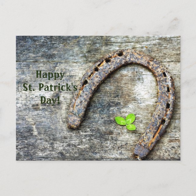 Horseshoe Clover St. Patrick's Day Carte postale (Devant)