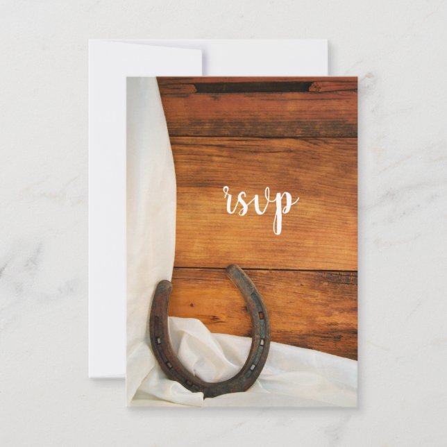Horseshoe et Satin Country Grange Mariage RSVP (Devant)