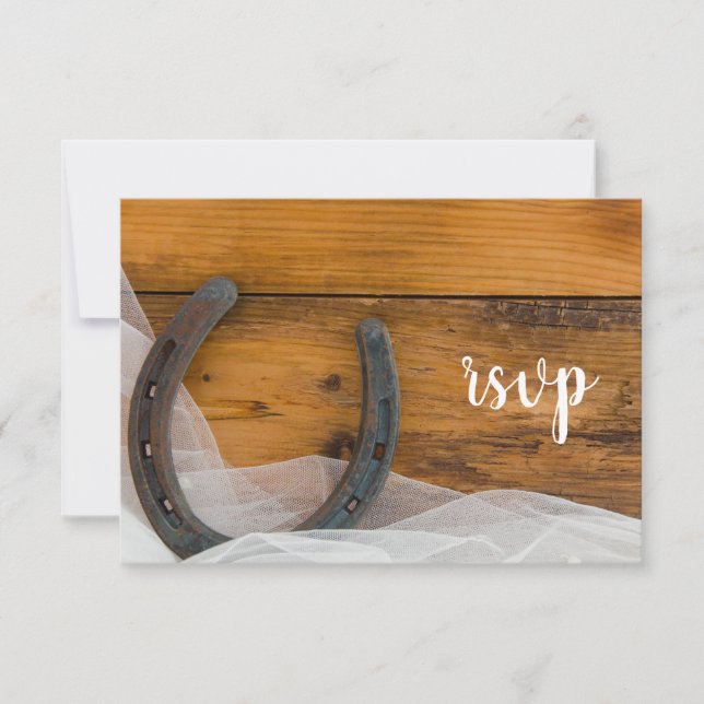 Horseshoe et Voile Western Grange Wedding RSVP (Devant)