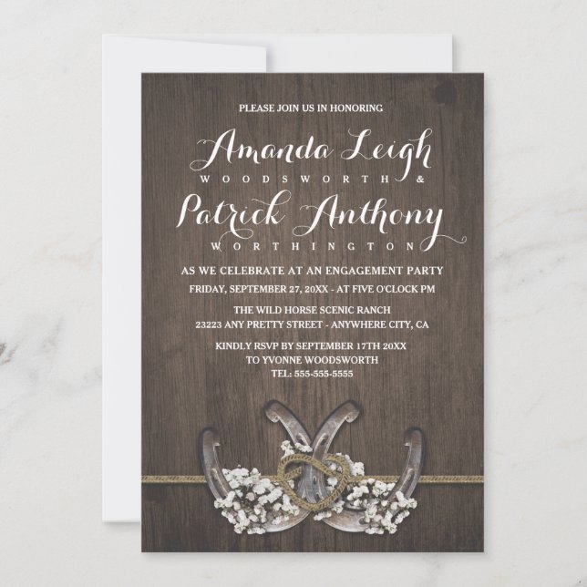 Horseshoe Floral Engagement Party Invitations (Devant)