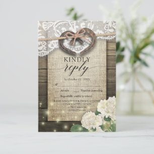 Horseshoe Hydrangea Wood Wedding RSVP Répondre