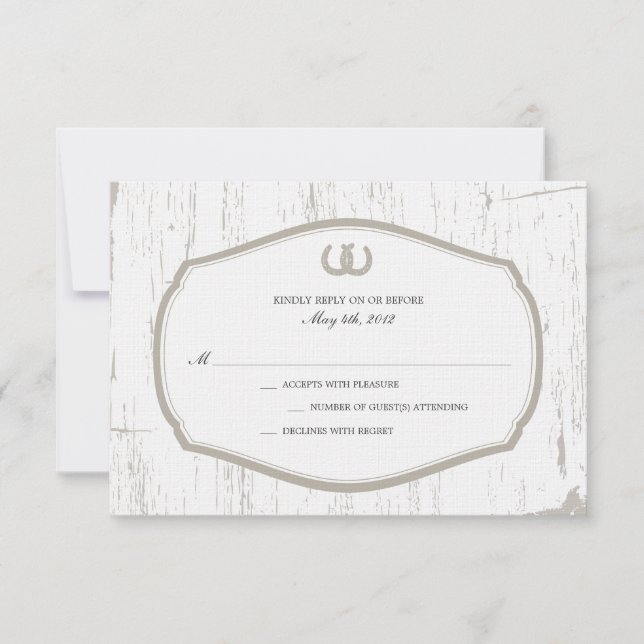 Horseshoe Rustic Barn Wedding RSVP (Devant)