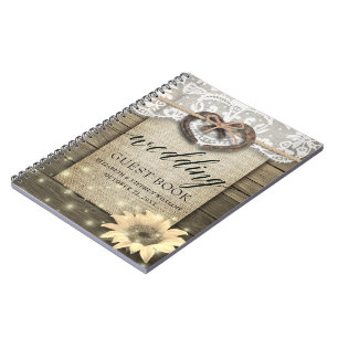 Horseshoe Sunflower Mariage campagnard Livre d'or