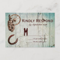 Horseshoe Wagon Wheel Barrel Wedding Cartes RSVP