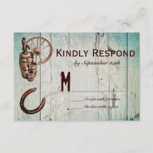 Horseshoe Wagon Wheel Barrel Wedding Cartes RSVP