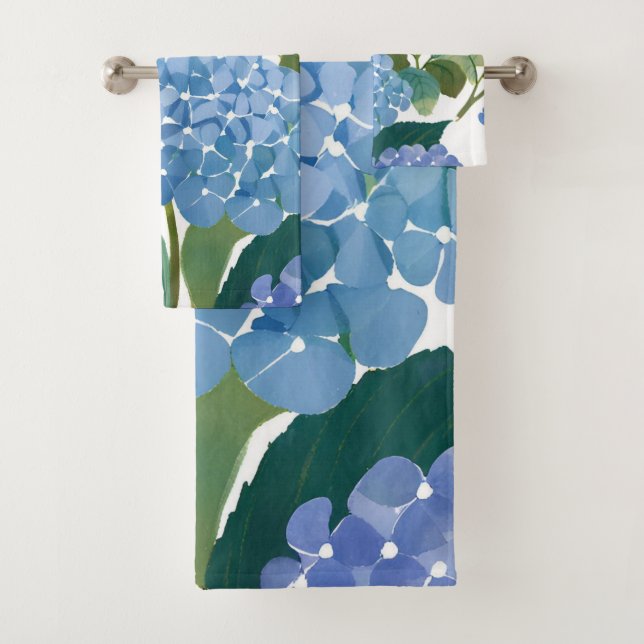 Hortensia Bleu Aquarelle Floral Coastal (En situation)