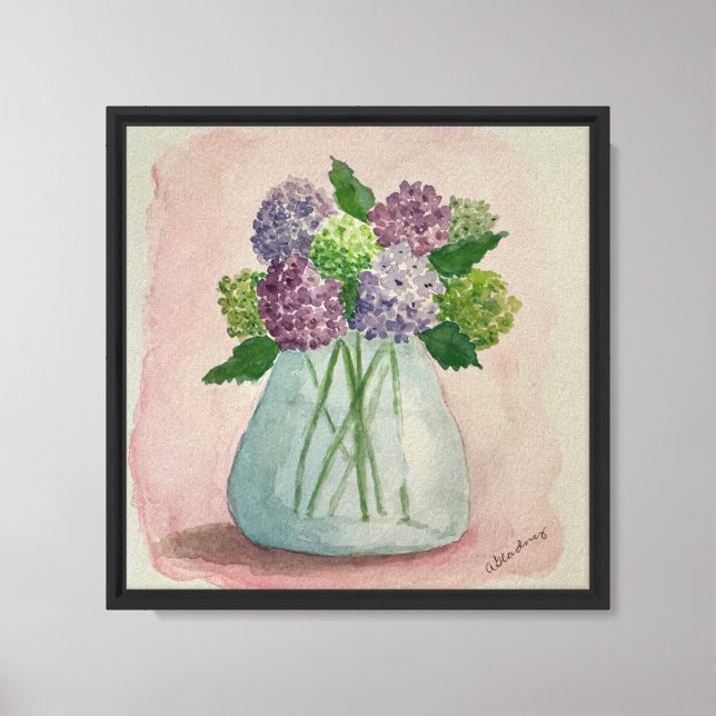 Hortensia dans une impression feutrée d'aquarelle  (Recto)