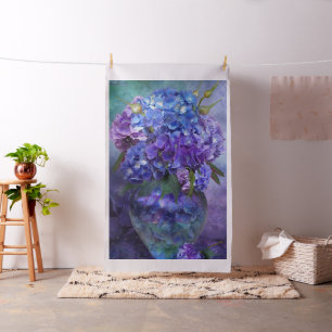 Hortensias dans le tissu d'art de vase à hortensi