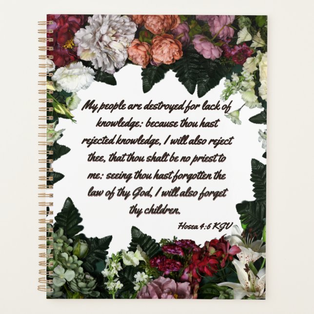 Hosea 4:6 Bible Verse Calendrier Planificateur (Devant)