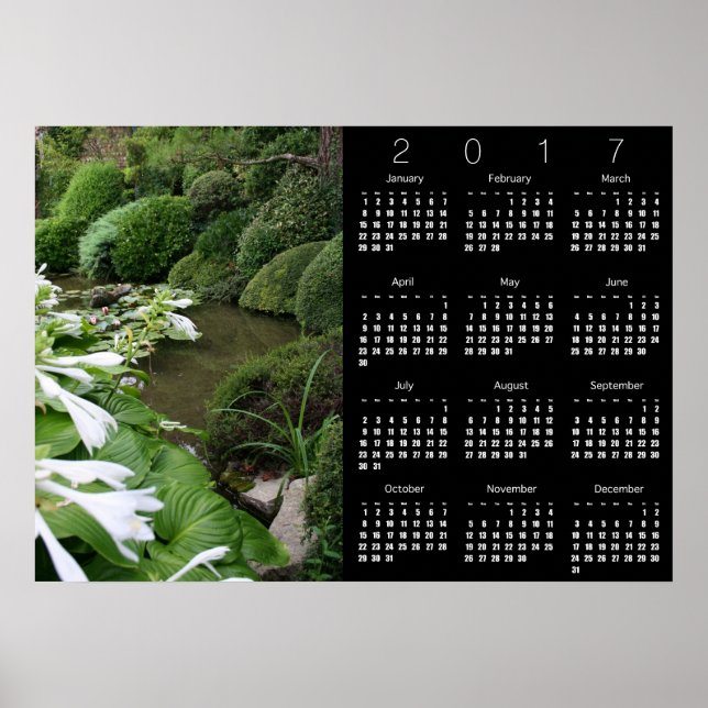 Hosta dans le calendrier poster du jardin Zen 2017 (Devant)
