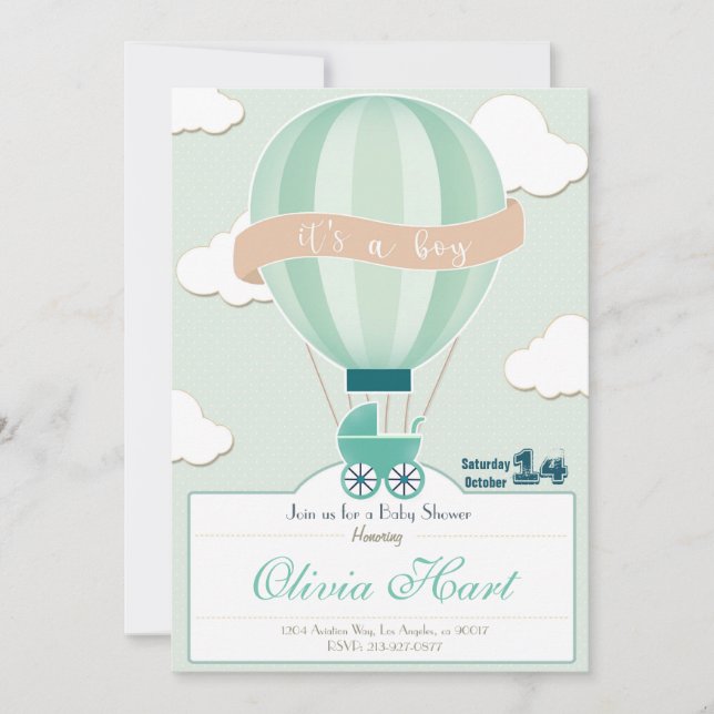Hot Air Ballon Baby Shower Invitation (It´s a je (Devant)