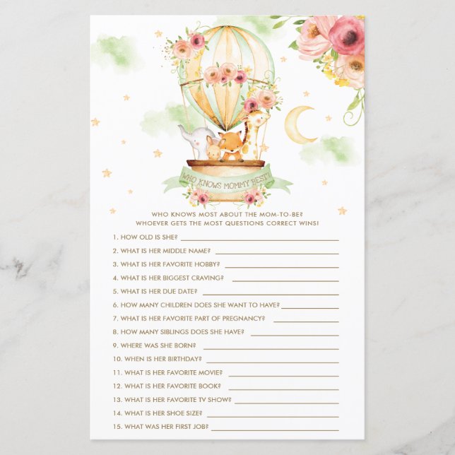 Hot Air Balloon Animaux Qui Connaît Mommy Meilleur (Devant)