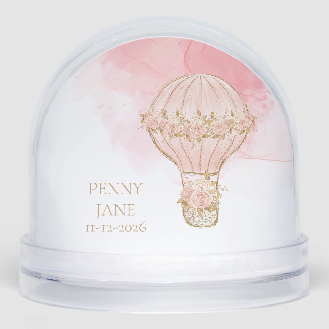 Hot Air Balloon Baby Girl Newborn Snow Globes (Avant)