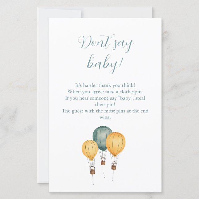 Hot Air Balloon Baby Shower Game (Devant)