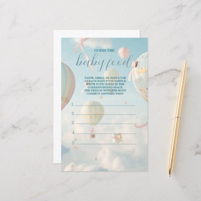 Hot air balloon baby shower game (Devant/Arrière en situation)