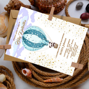 Hot Air Balloon mignon Animaux Baptême invitation