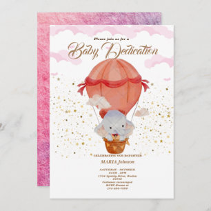 Hot Air Balloon mignon Animaux Baptême invitation