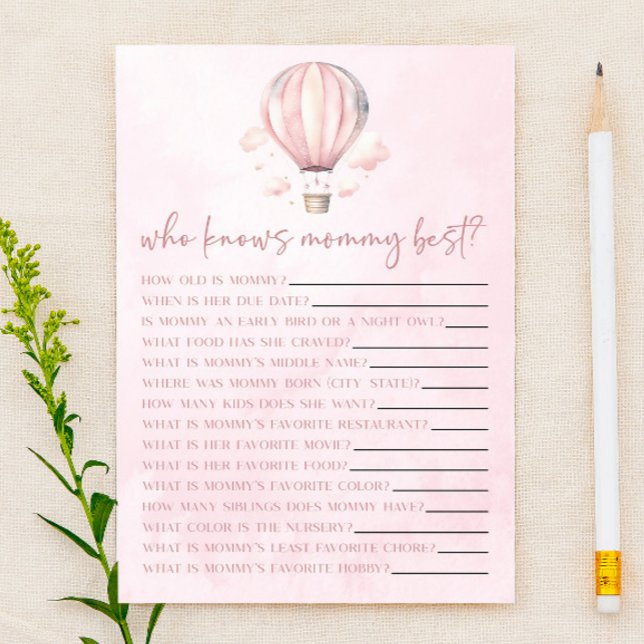 Hot Air Balloon Qui Connaît Mommy Baby shower Jeu (Créateur téléchargé)