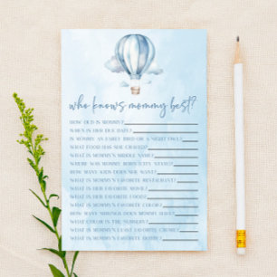 Hot Air Balloon Qui Connaît Mommy Baby shower Jeu