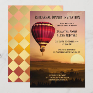 Hot Air Balloon Sunset Rehearsal Dinner Invitation