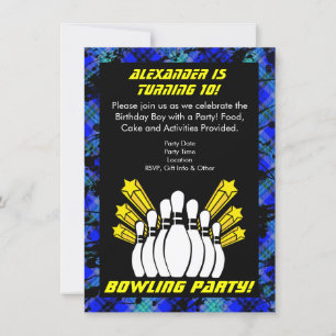 Hot Blue Boy Invitation personnalisée de Bowling P
