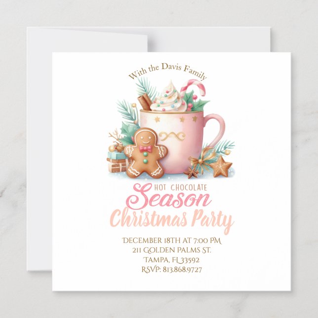 Hot Chocolate Christmas Magnet Party Invitation  (Recto)