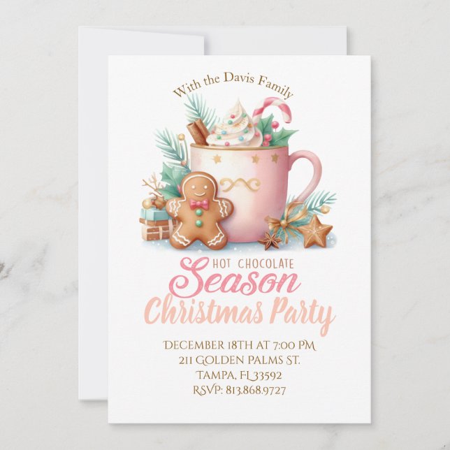 Hot Chocolate Christmas Season Party Invitation  (Devant)